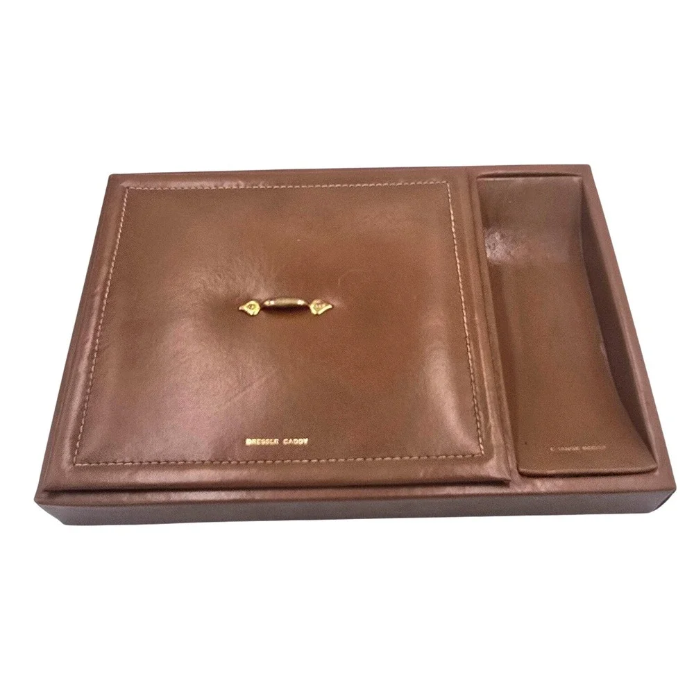 Vintage Patent Leather Dresser Caddy‎ Organizer Tray Change Scoop Jewelry Valet
